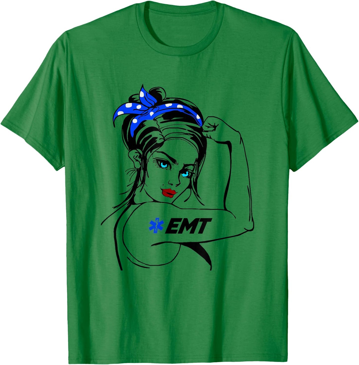 EMS Emergency EMT Rosie The Riveter T-Shirt - T-Shirt | Irish Green