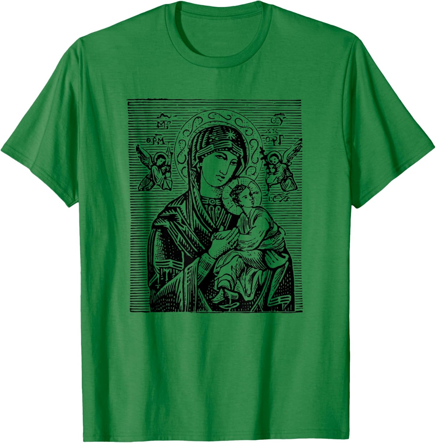 Virgin Mary - Religious Icon Art DTF448a T-Shirt - T-Shirt | Irish Green