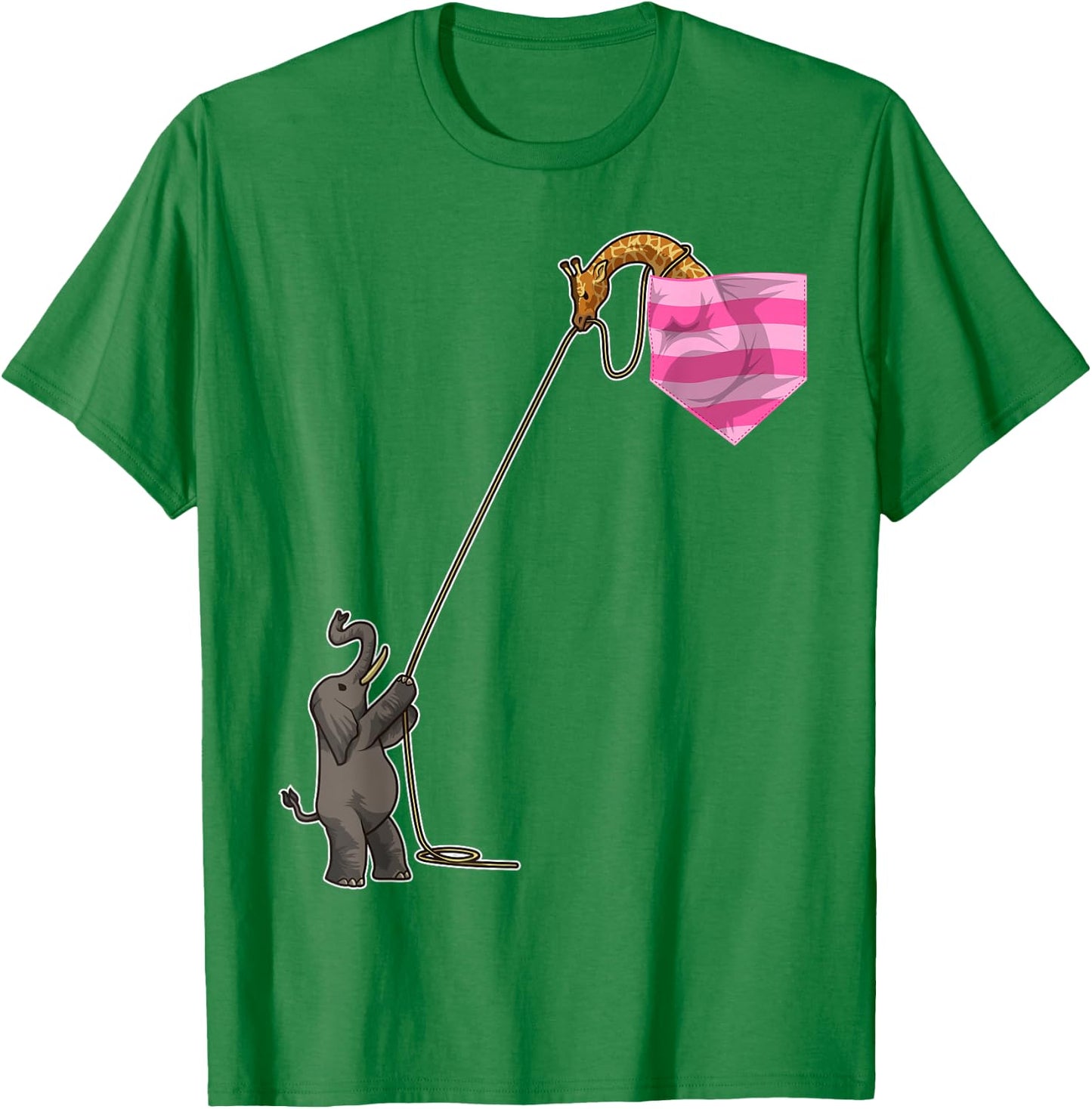 Elephant And Giraffe In A Pocket - Cute Funny Circus Animal T-Shirt - T-Shirt | Irish Green