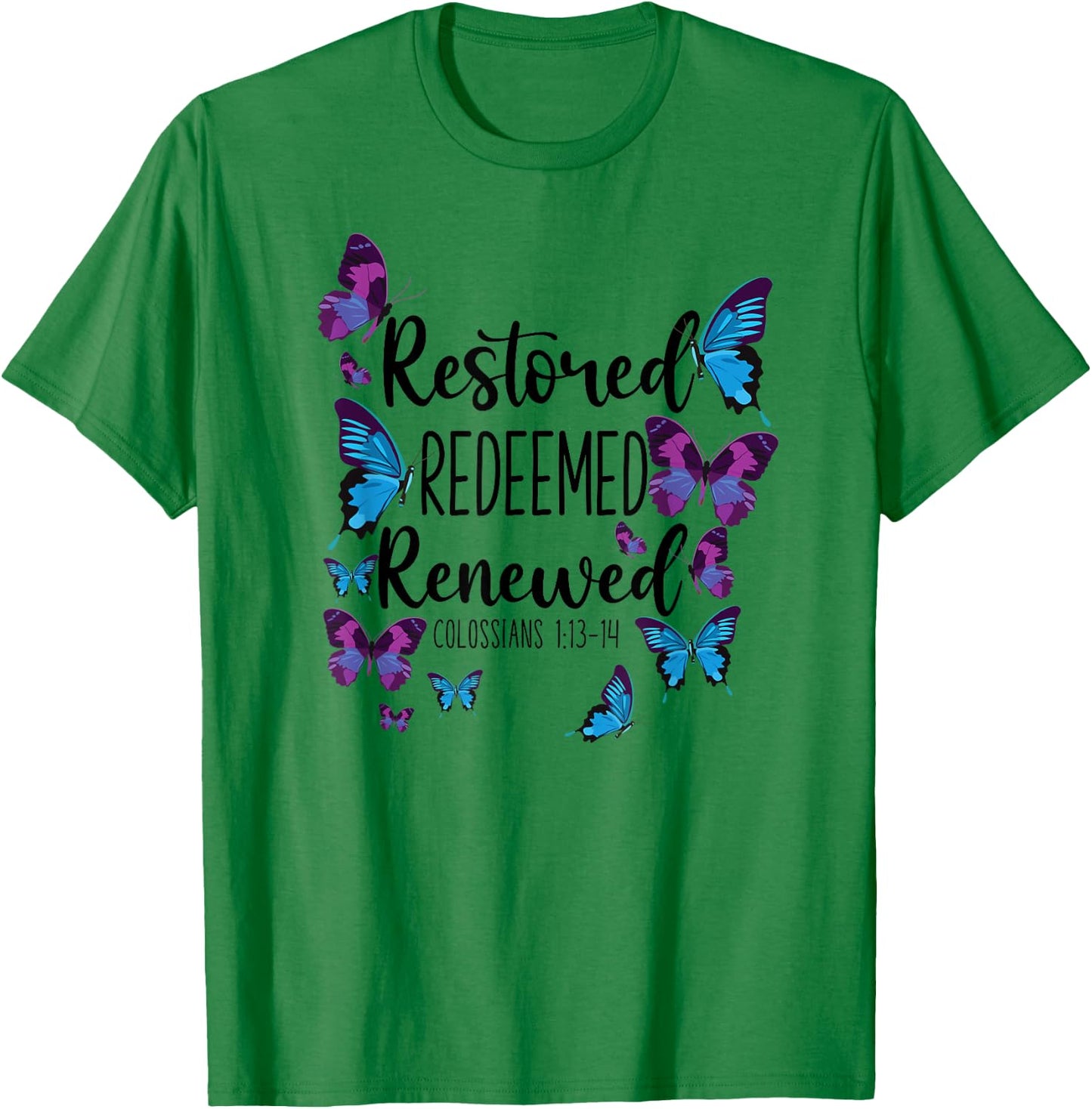 Christian Bible Verse Quote Butterfly Colossians 1:13-14 T-Shirt - T-Shirt | Irish Green