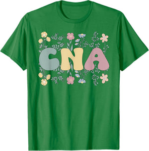 Groovy Certified Nursing Assistant Flowers CNA T-Shirt - T-Shirt | Irish Green