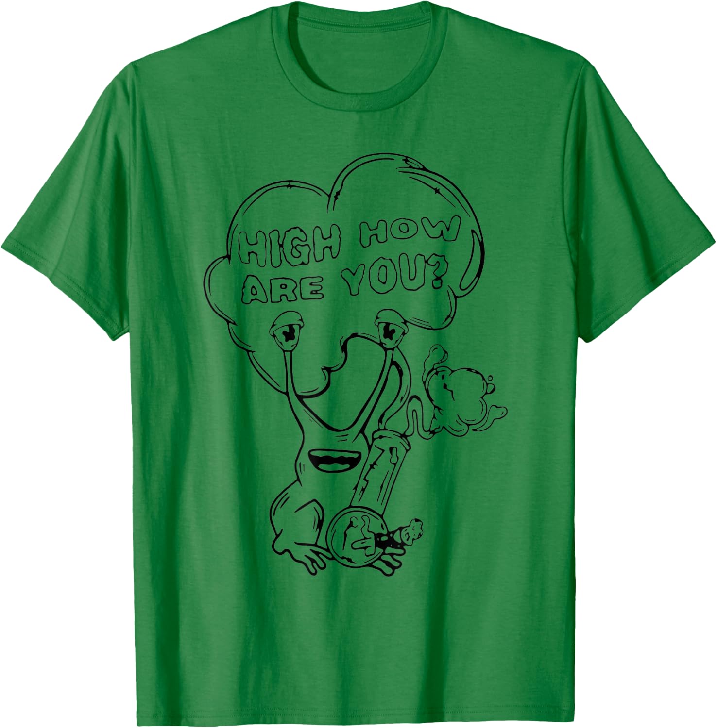 High How are You Daniel Johnston Frog funny 420 weed smoker T-Shirt - T-Shirt | Irish Green