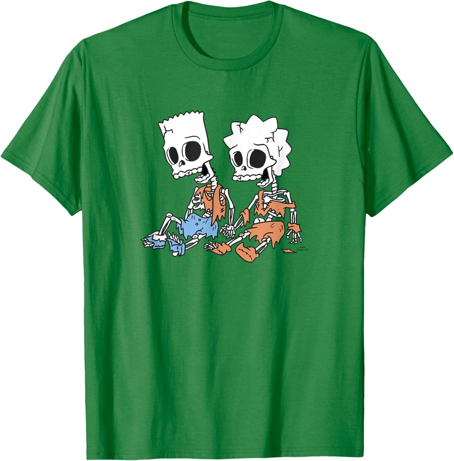 The Simpsons Bart & Lisa Skeletons T-Shirt - T-Shirt | Irish Green