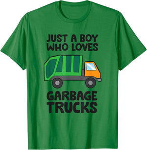 Just a Boy Who Loves Garbage Trucks T-Shirt - T-Shirt | Irish Green