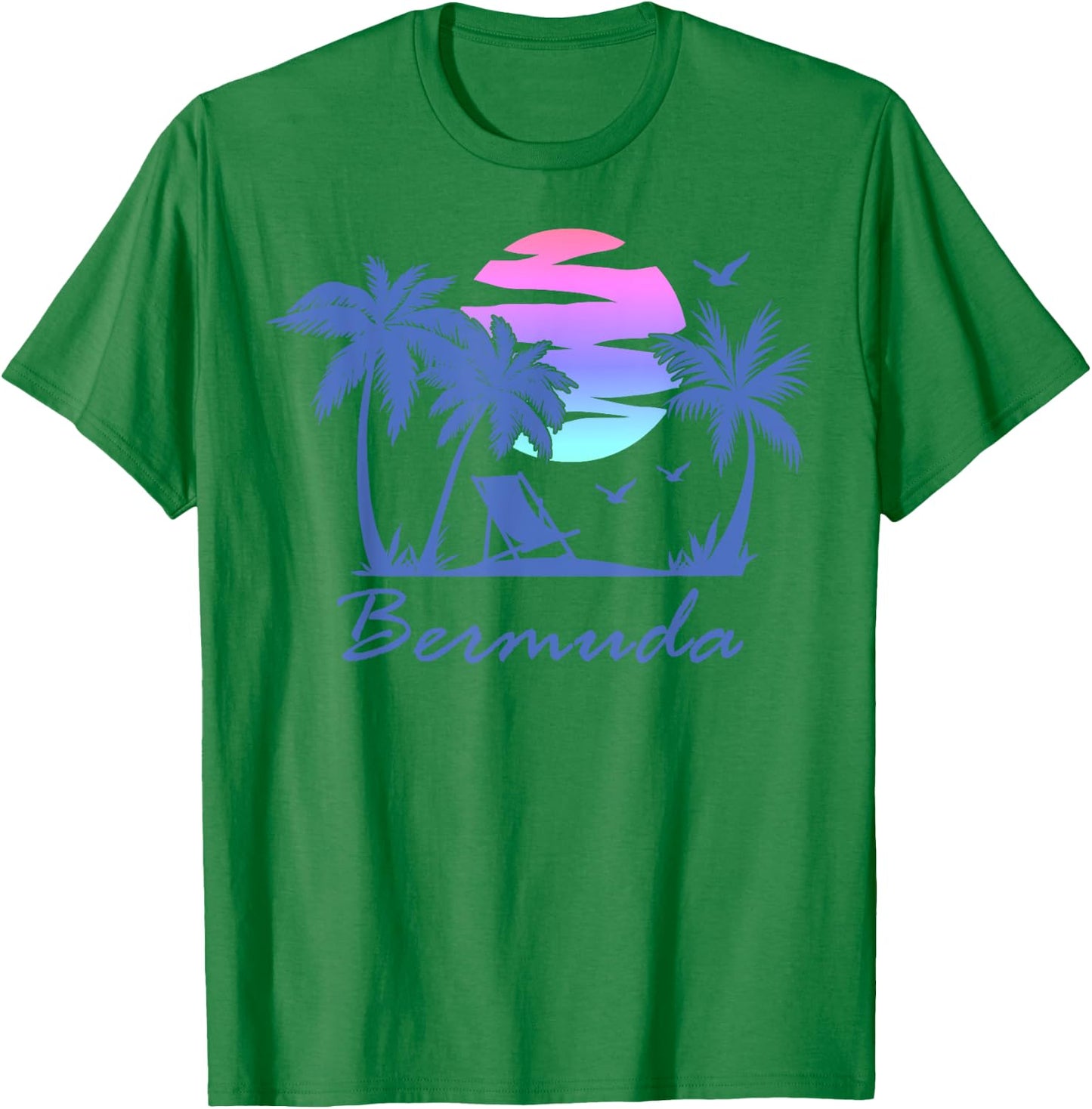 BERMUDA Beach Vacation Trip Retro Vintage Sunset Graphic Women Girls Kids T-Shirt - T-Shirt | Irish Green