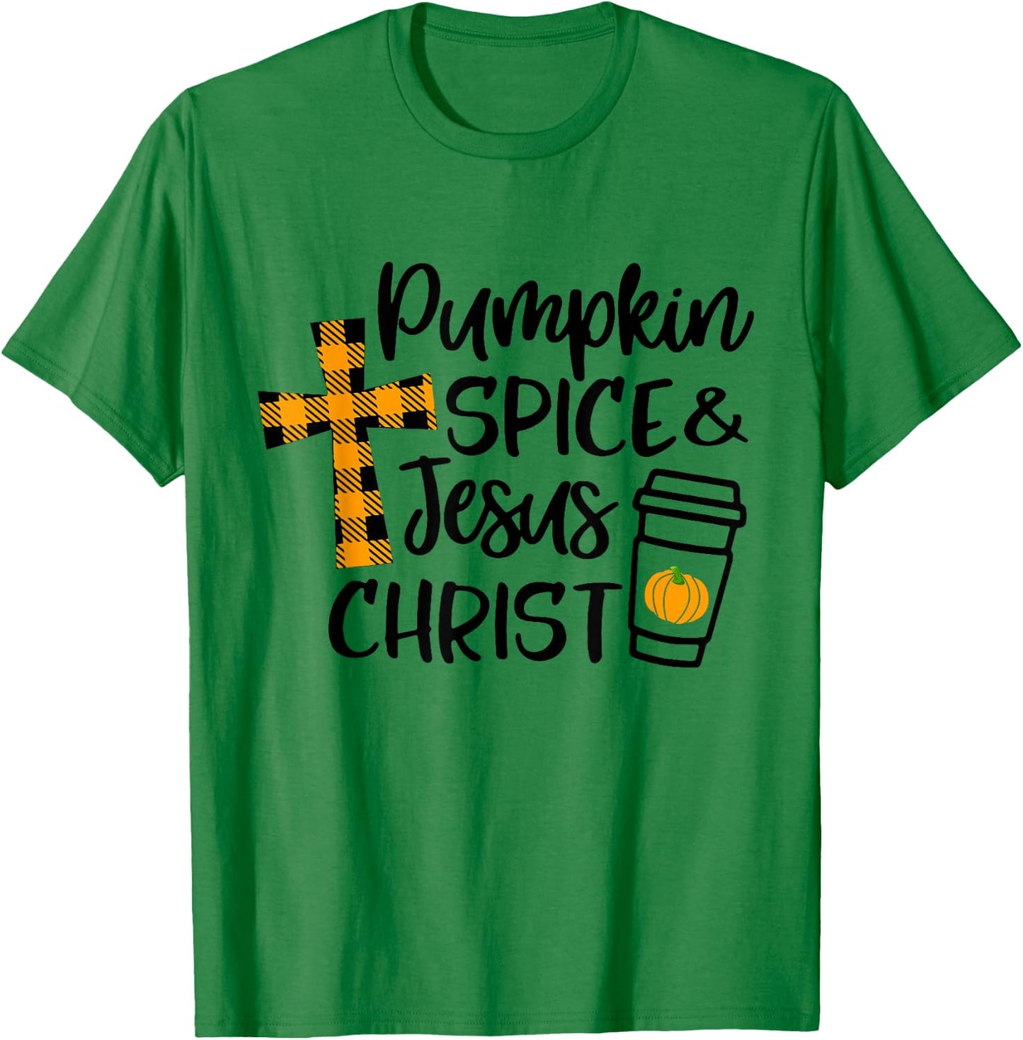 Hello Fall Pumpkin Spice & Jesus Christ Fall Christian Gift T-Shirt - T-Shirt | Irish Green
