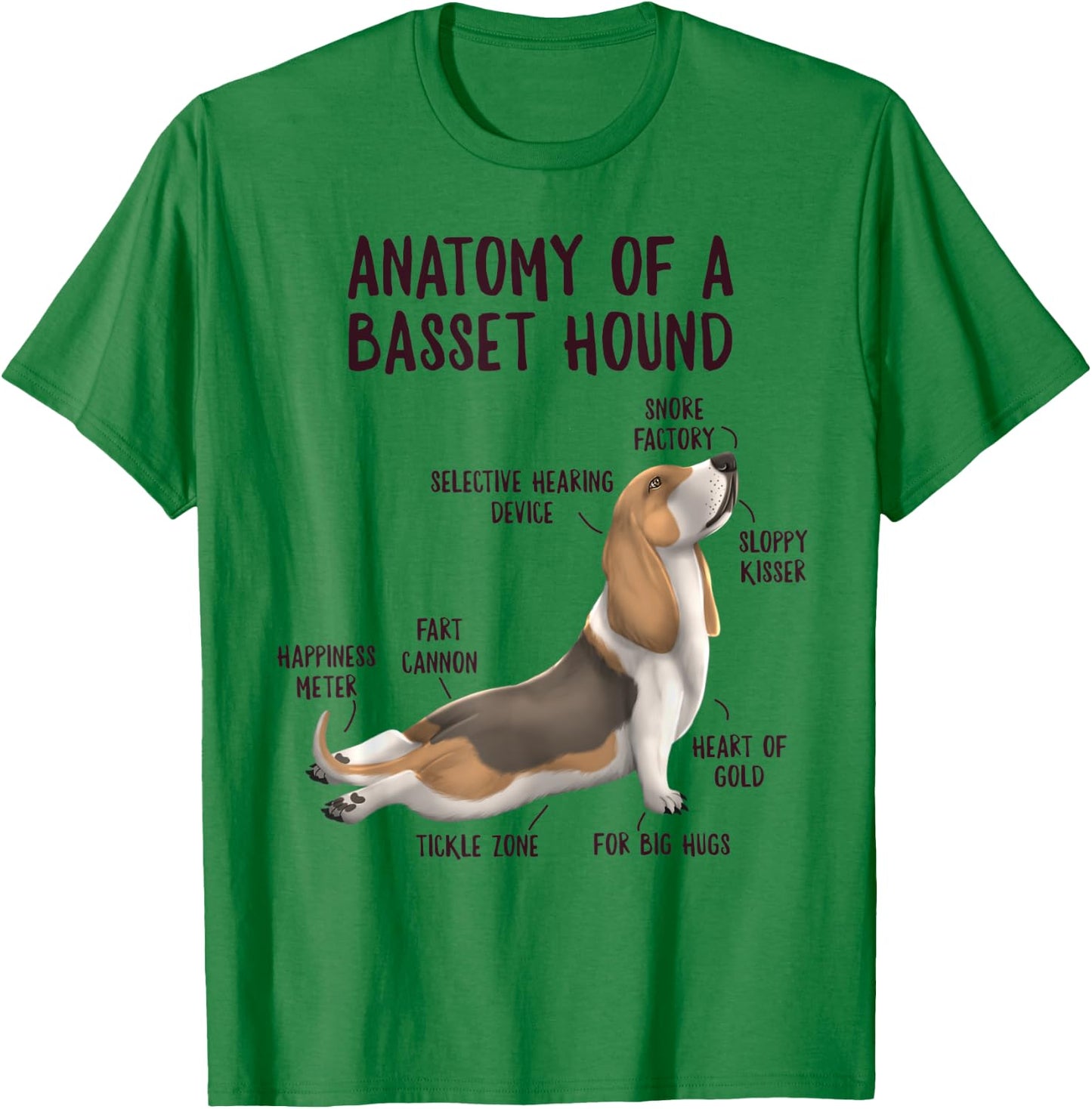 Anatomy of A Basset Hound Funny Dog Owner Puppy Lover T-Shirt - T-Shirt | Irish Green