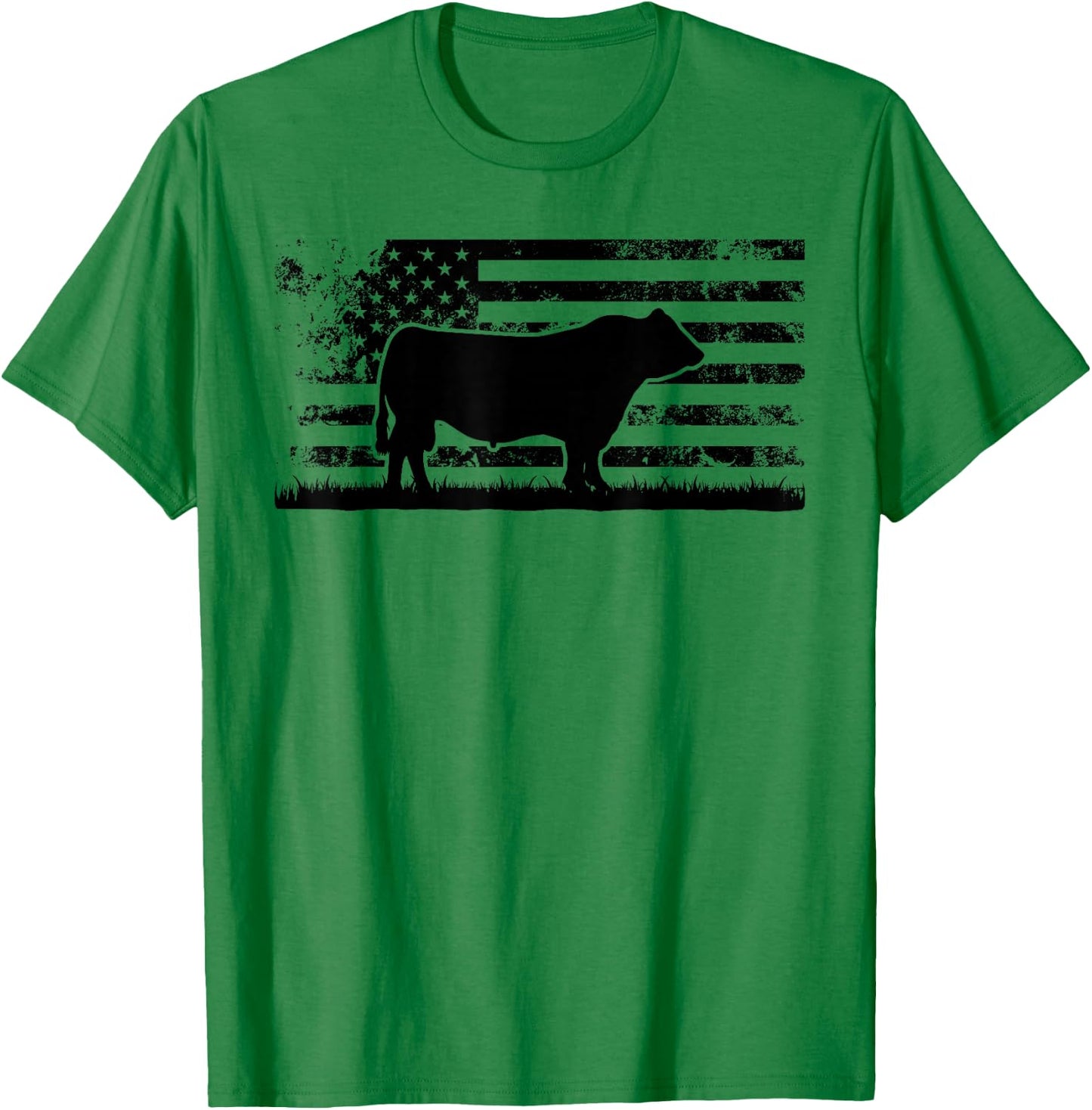 USA American Flag - America Cow Black Angus Rancher T-Shirt - T-Shirt | Irish Green