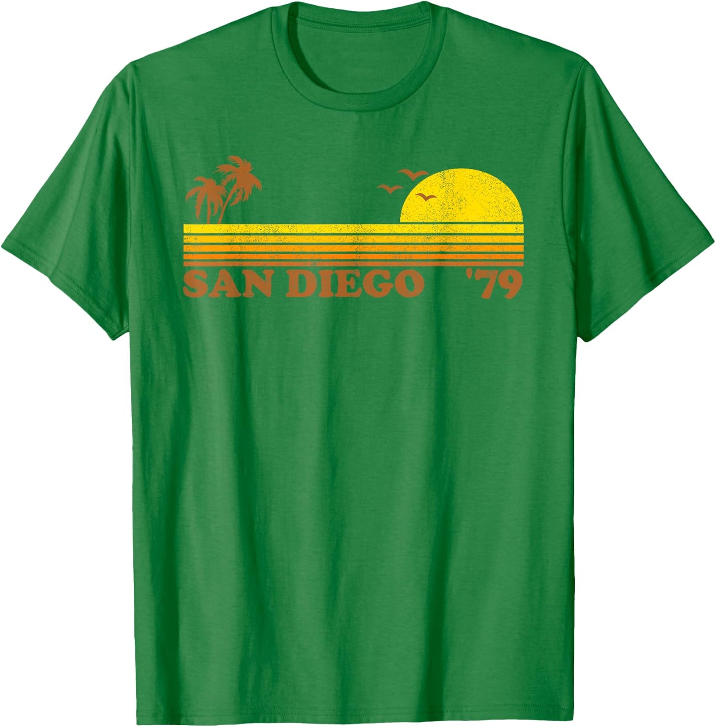 Vintage San Diego California Retro Beach Surfing 70's Gift Men Women Girls Kids T-Shirt - T-Shirt | Irish Green
