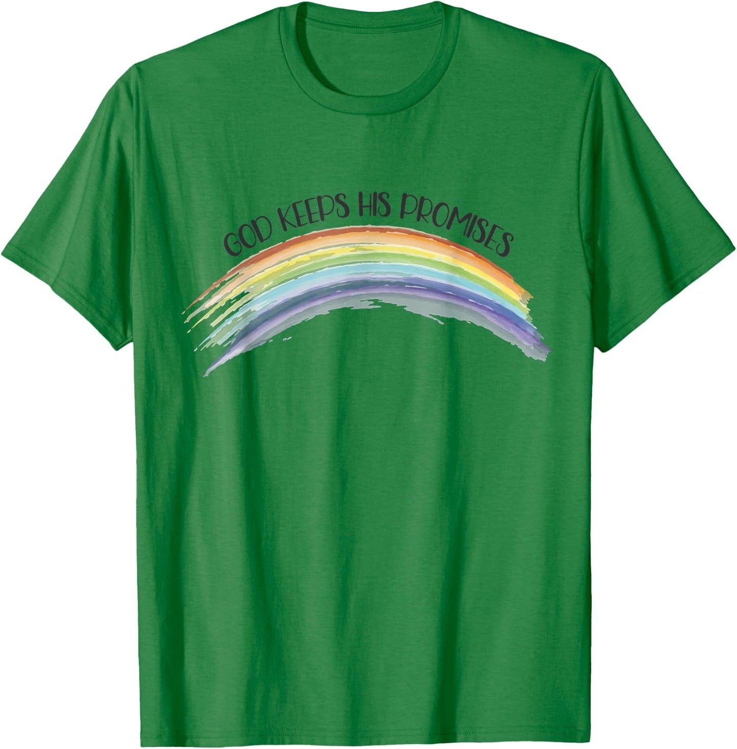 In God We Trust Apparel Rainbow God Keeps His Promises, Christian Religious Faith Grey T-Shirt - T-Shirt | Irish Green