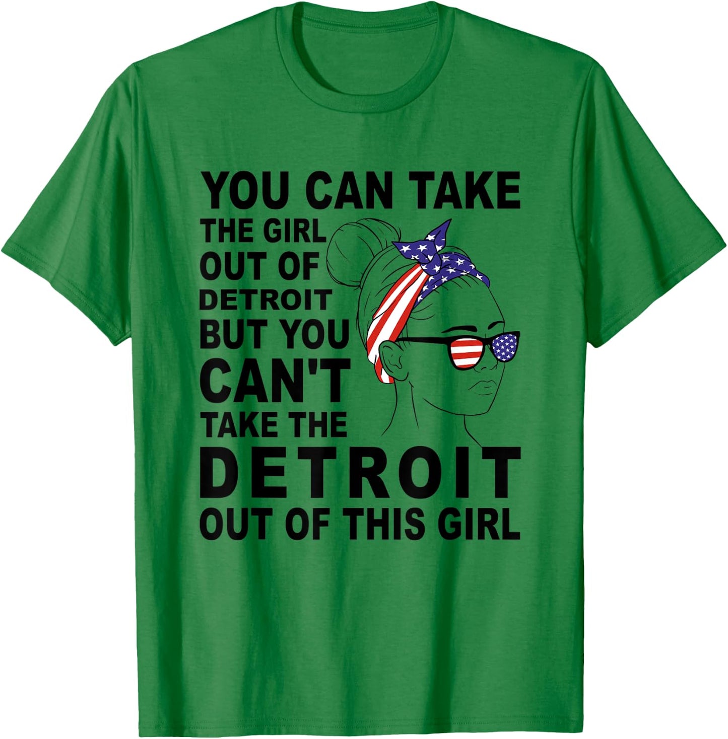 Classic Retro Girl From Detroit - Proud Detroit Girl T-Shirt - T-Shirt | Irish Green