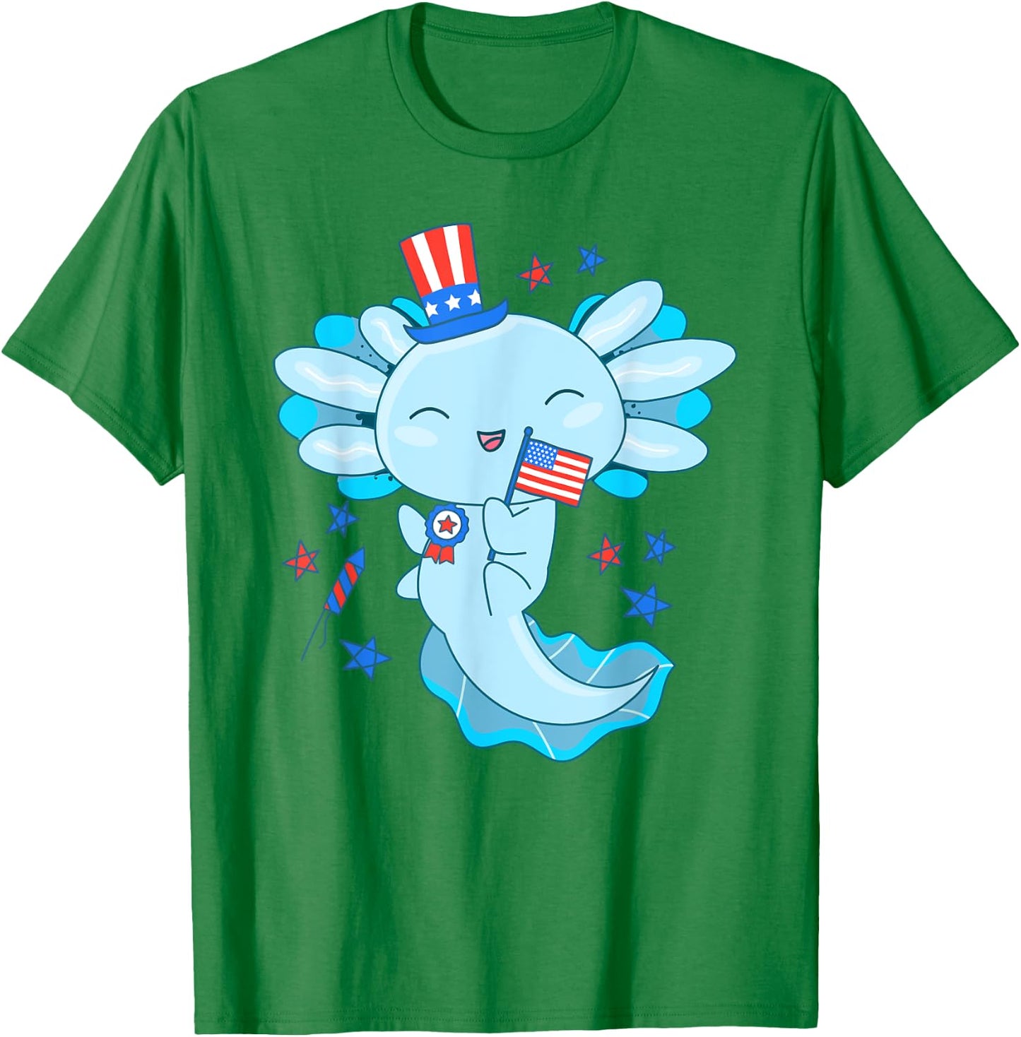 American Axolotl 4th Of July US Flag Patriotic Axolotl USA T-Shirt - T-Shirt | Irish Green