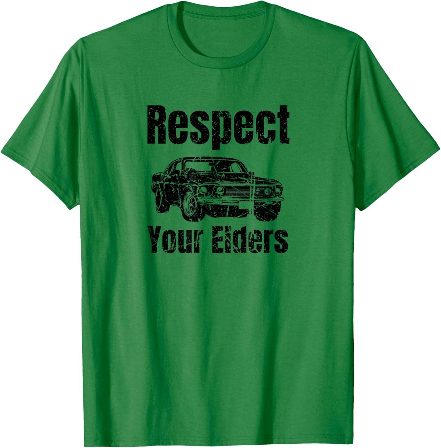 Funny Car - Vintage Respect Your Elders Classic Muscle Car T-Shirt - T-Shirt | Irish Green