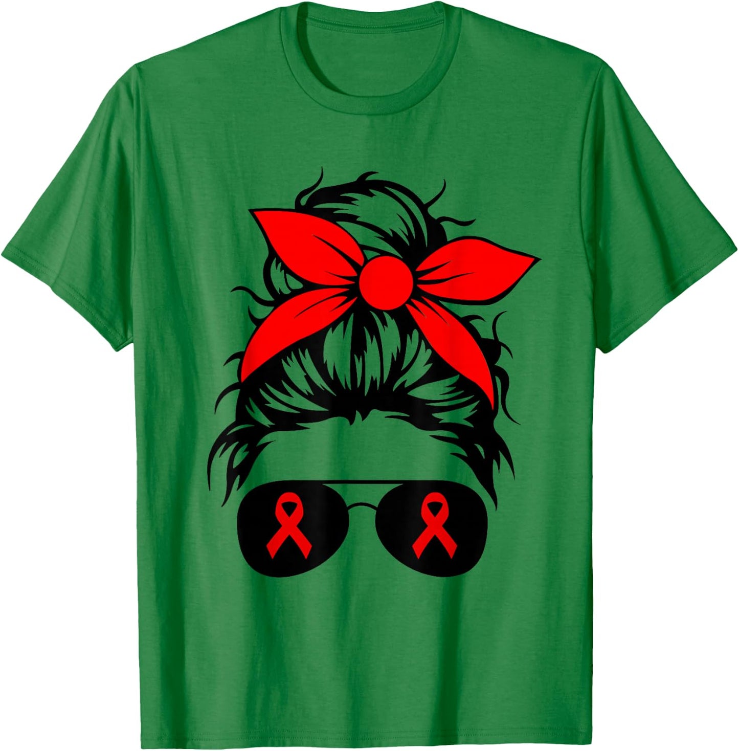We Wear Red For Red Ribbon Week Awareness Messy Bun Gifts T-Shirt - T-Shirt | Irish Green