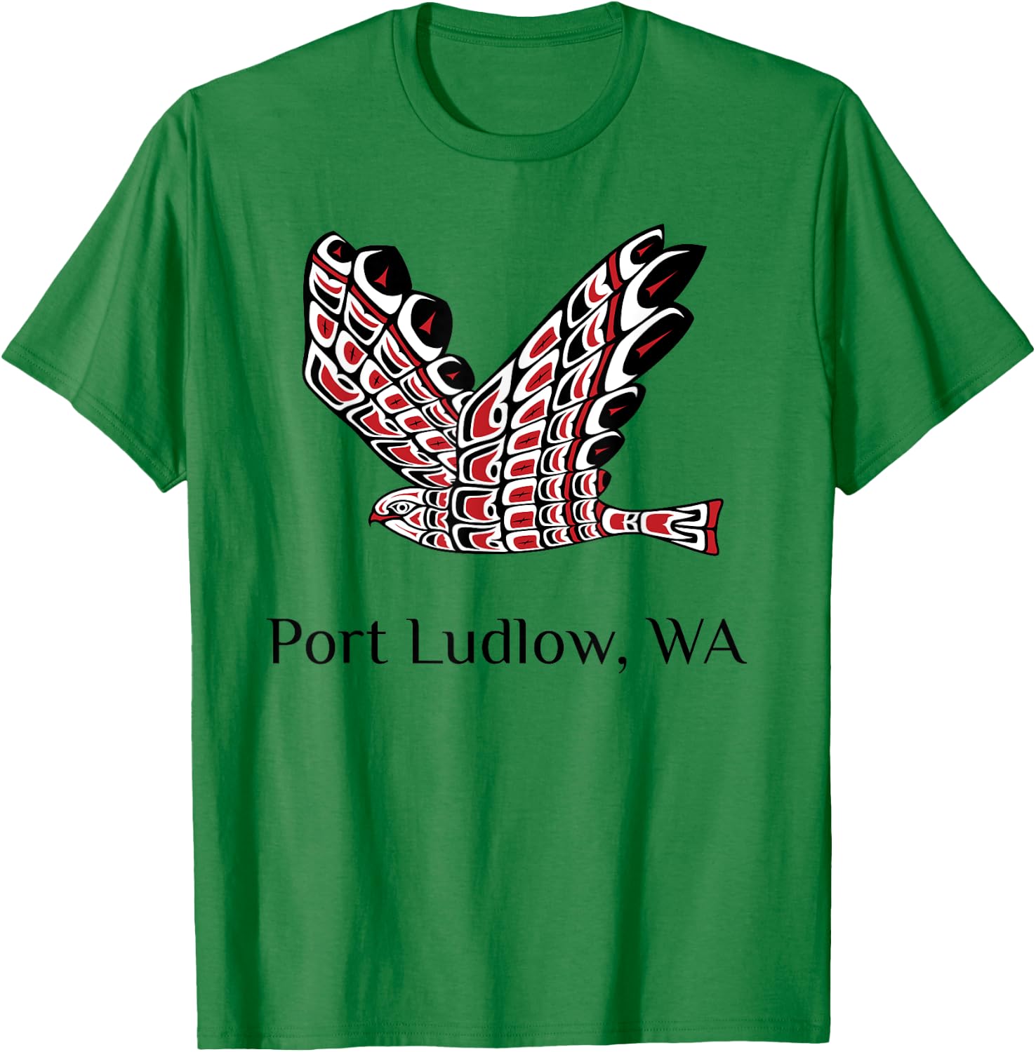 Port Ludlow WA Red Tail Hawk Native American Indian T-Shirt - T-Shirt | Irish Green