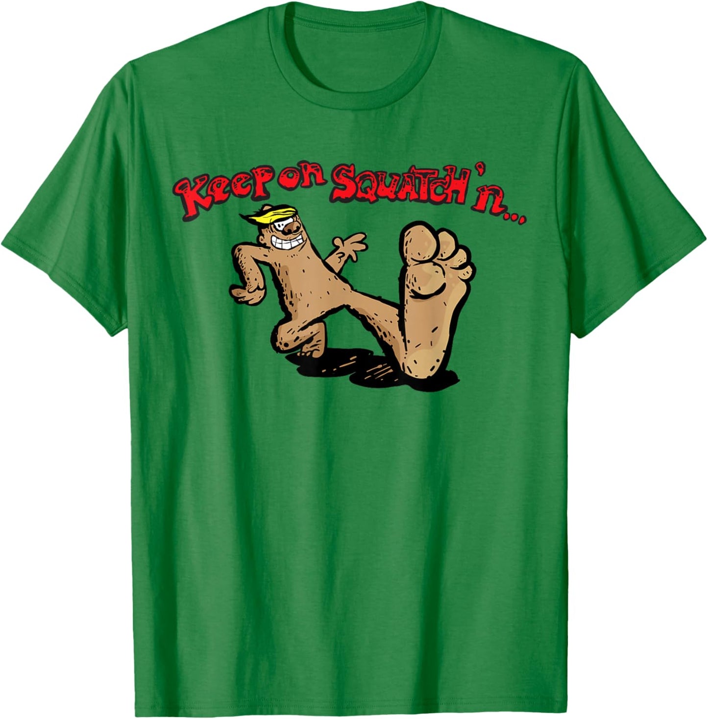 Bigfoot Keep on Squatchin'n Vintage Funny Retro Sasquatch T-Shirt - T-Shirt | Irish Green
