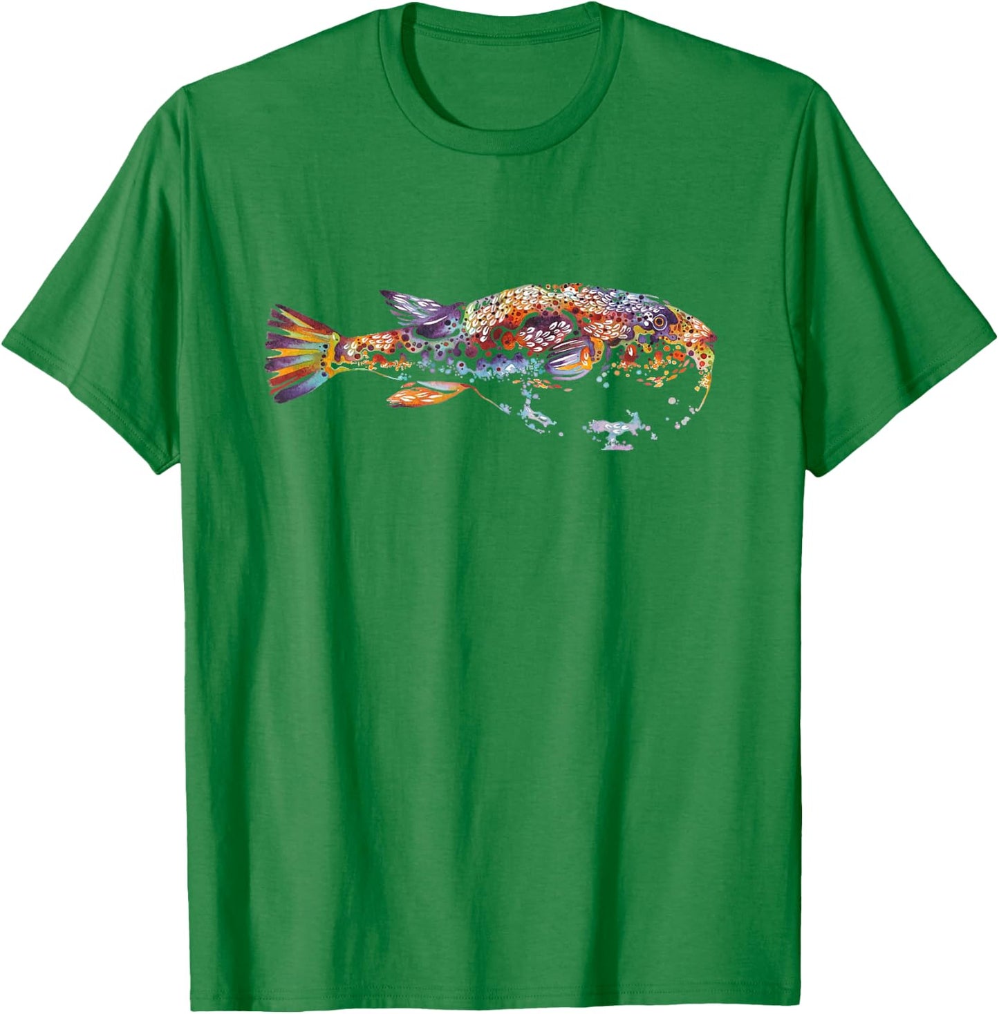 fugu fish butterfly Botanical Flower Plant blossom T-Shirt - T-Shirt | Irish Green