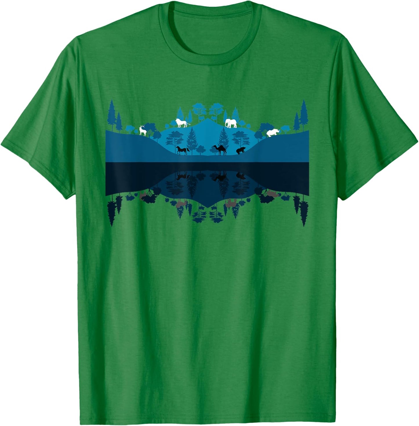 Wildlife Animals Outdoor Forest Trees Reflection Nature T-Shirt - T-Shirt | Irish Green