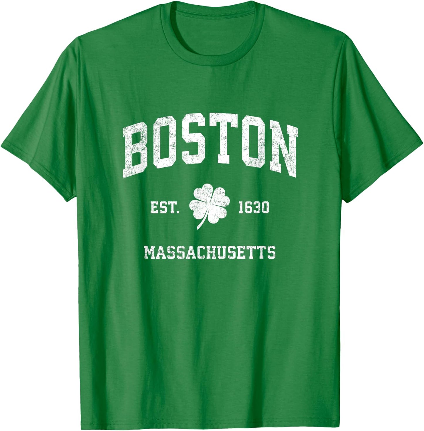 Boston Massachusetts Vintage Shamrock Sports T-Shirt - T-Shirt | Irish Green