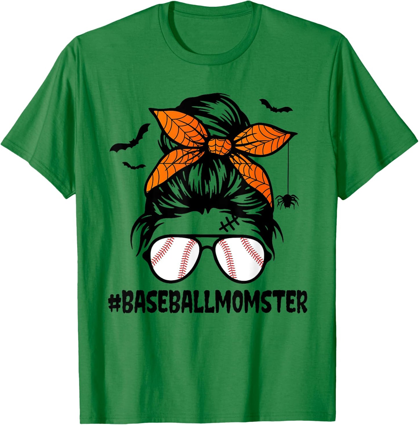 Baseball Momster Shirt Halloween Mom Messy Bun T-Shirt - T-Shirt | Irish Green