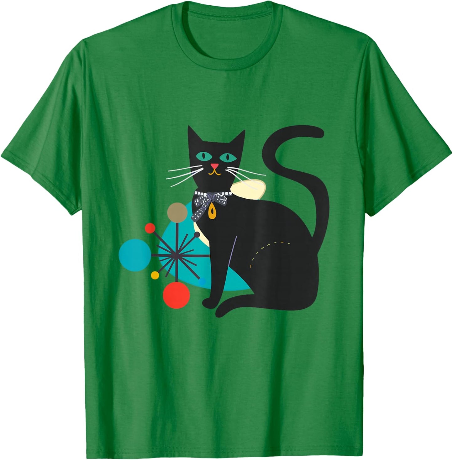 Cat Retro Midcentury Atomic Age Feline Mid Century T-Shirt - T-Shirt | Irish Green
