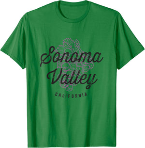 Sonoma Valley California Wine Country Vintage Grapes T-Shirt - T-Shirt | Irish Green