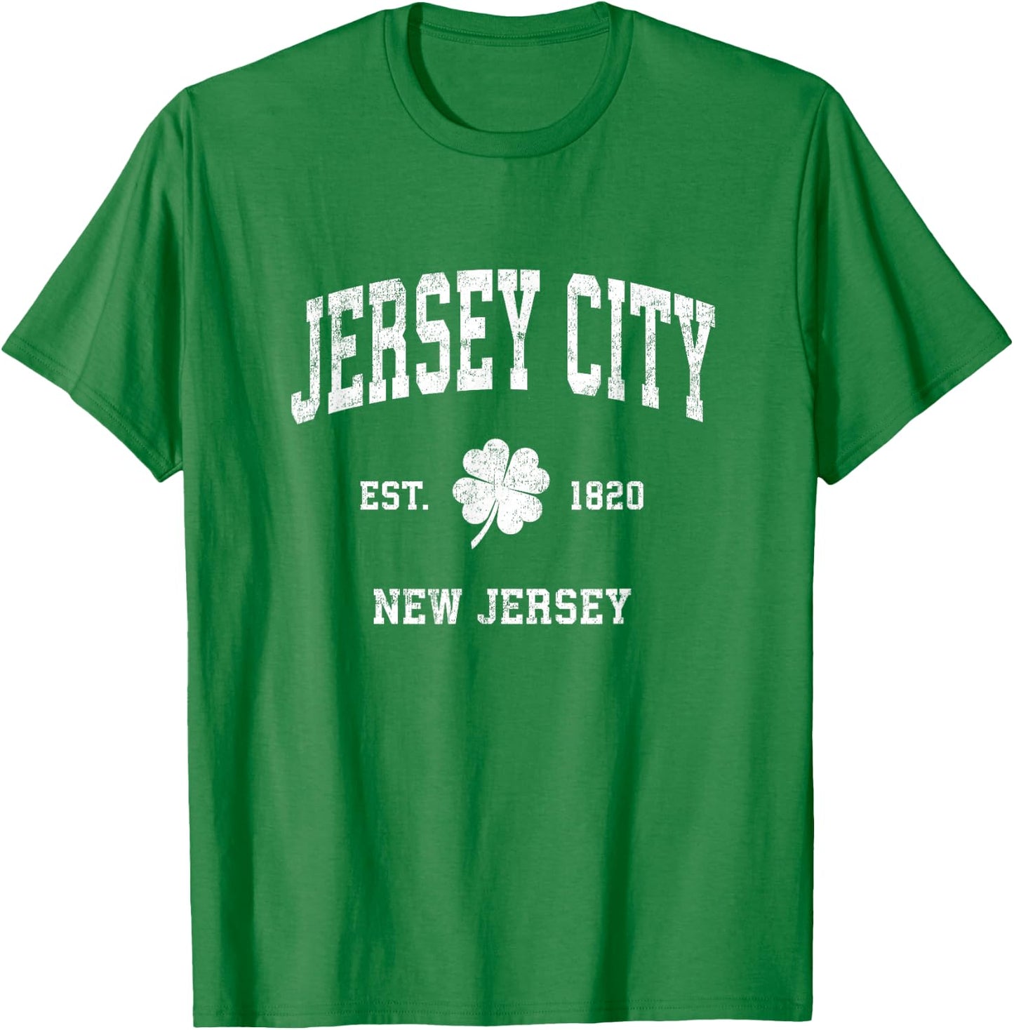 Jersey City New Jersey Vintage Shamrock Sports T-Shirt - T-Shirt | Irish Green