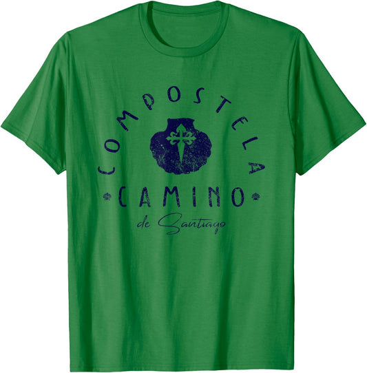 Camino de Santiago Spain Scallop Shell St James Hiking Gift T-Shirt - T-Shirt | Irish Green