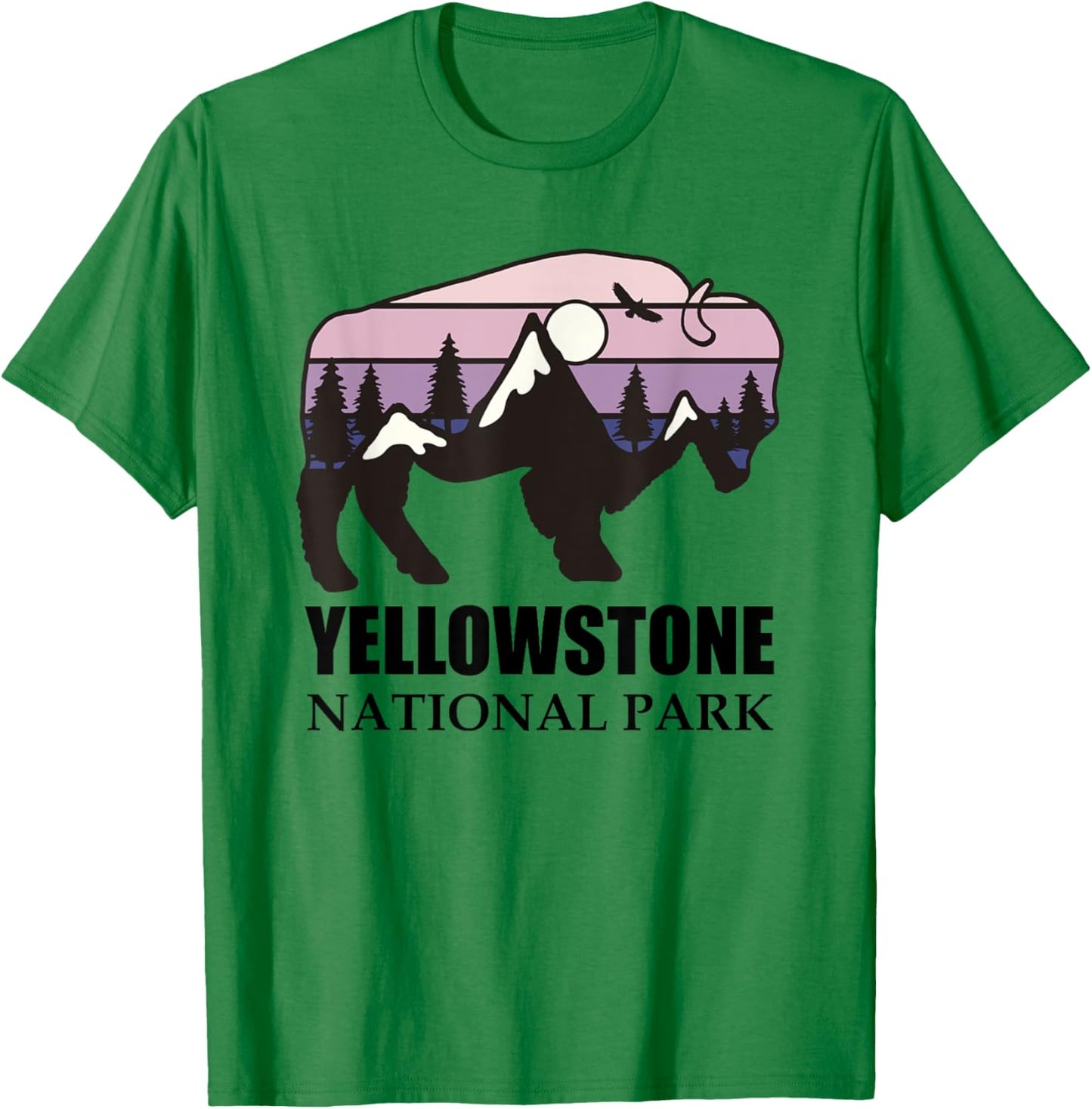 Retro Bison Yellowstone National Park Vintage Buffalo T-Shirt - T-Shirt | Irish Green