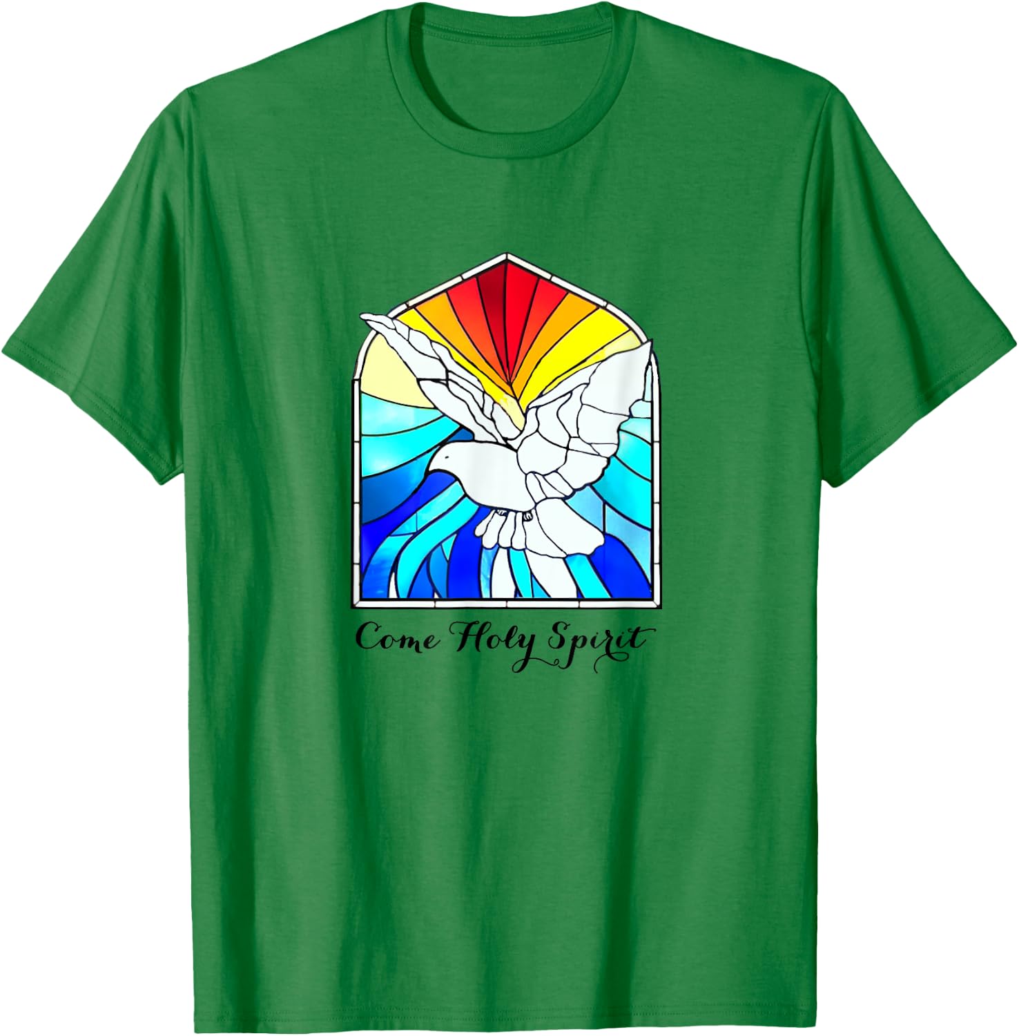 COME HOLY SPIRIT - Dove art design and Christian LOVE prayer T-Shirt - T-Shirt | Irish Green