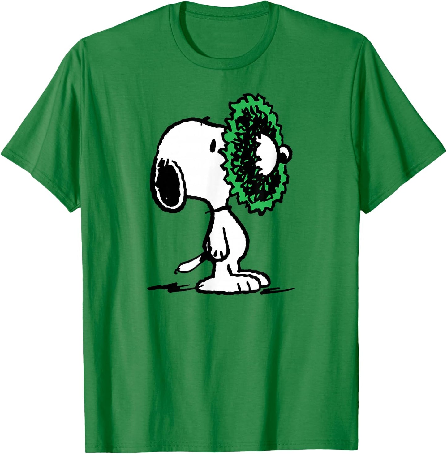 Peanuts Snoopy Holiday Be Merry Wreath T-Shirt - T-Shirt | Irish Green