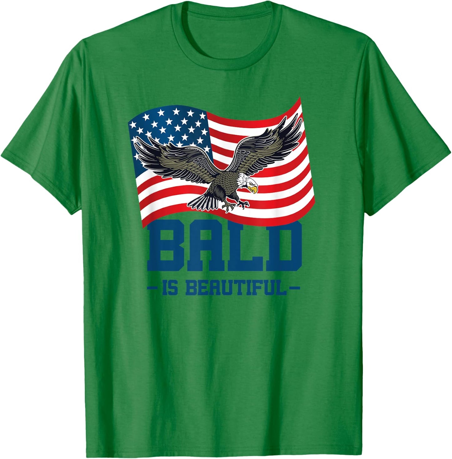 Bald Is Beautiful July 4th Eagle Patriotic American Flag USA Kids Men T-Shirt - T-Shirt | Irish Green