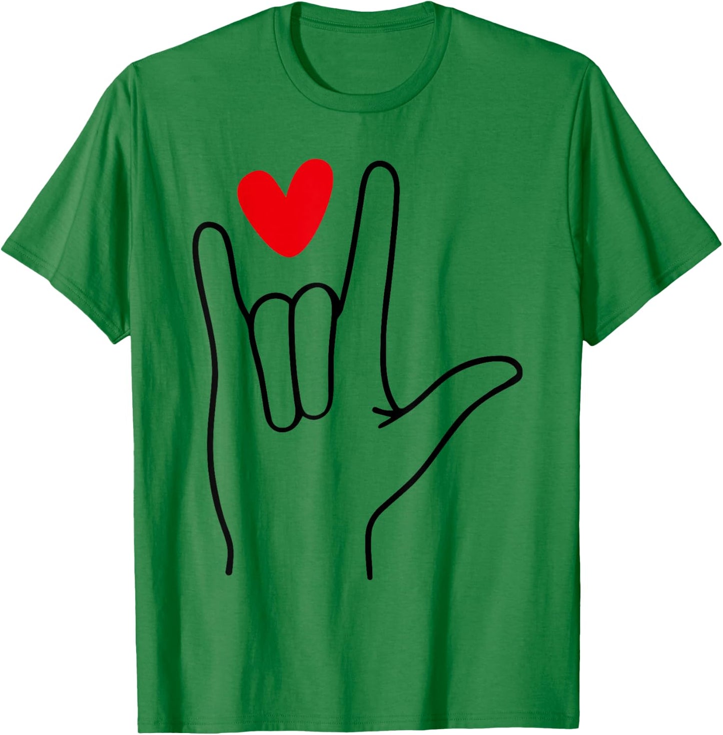 I Love You Sign Language Cute Happy Valentine’s Day T-Shirt - T-Shirt | Irish Green