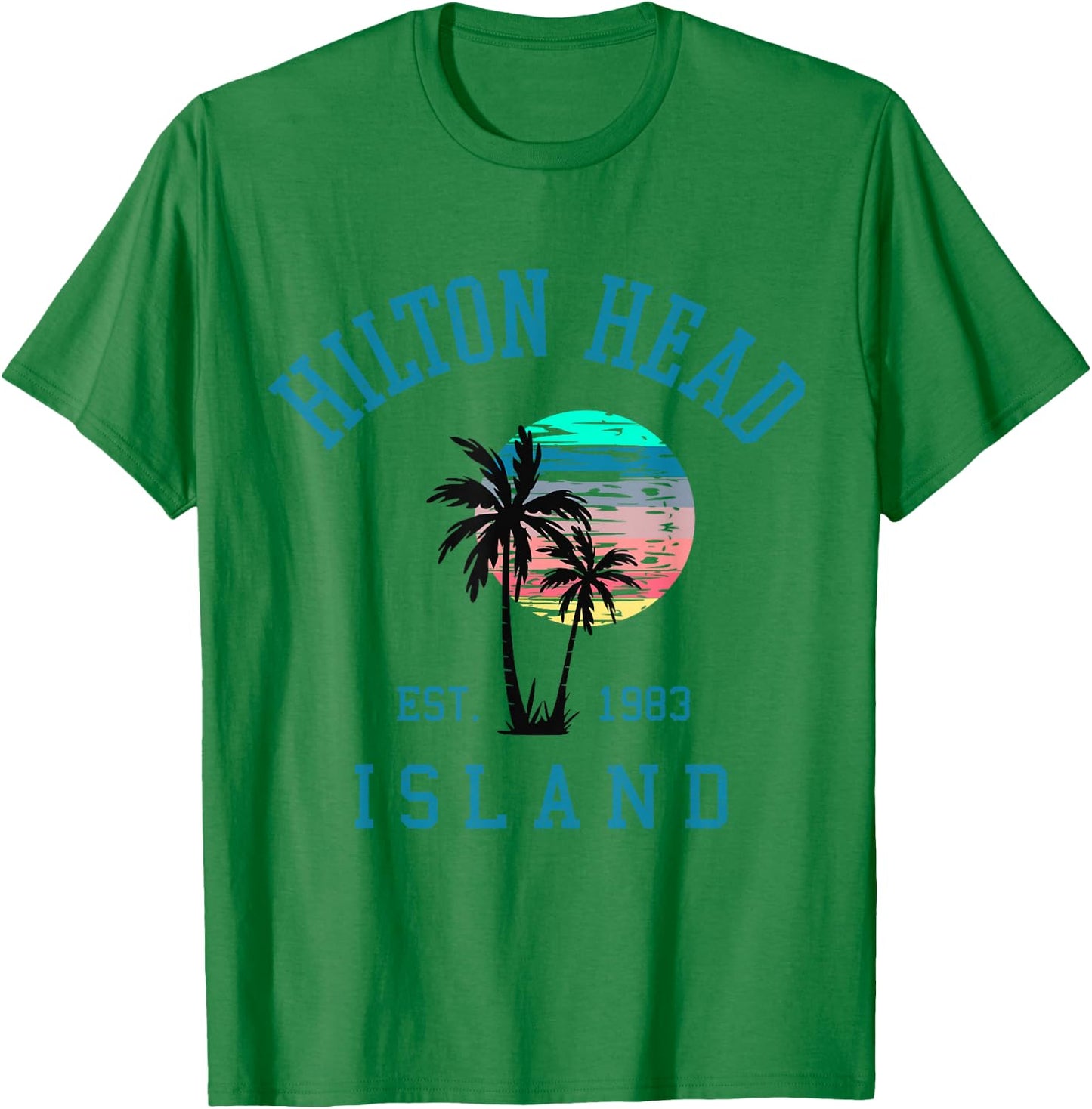 Hilton Head Island South Carolina Beach Palm Trees Summer T-Shirt - T-Shirt | Irish Green
