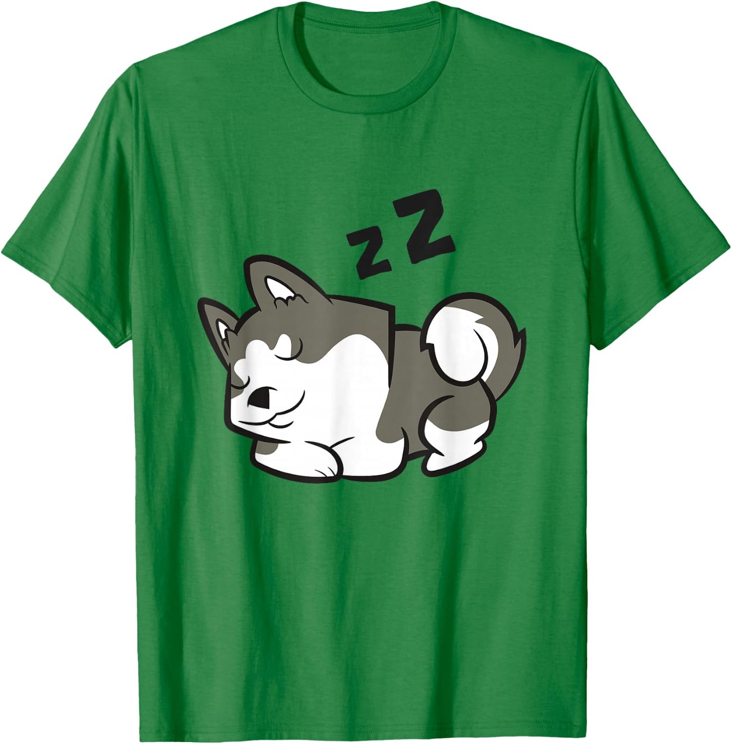 Siberian Husky Dog Sleeping Husky Pajama T-Shirt - T-Shirt | Irish Green