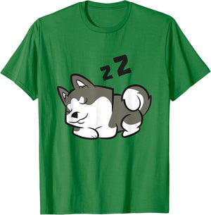 Siberian Husky Dog Sleeping Husky Pajama T-Shirt - T-Shirt | Irish Green