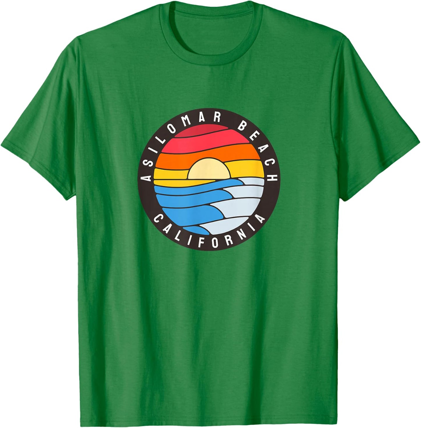 Asilomar State Beach California Retro Wave T-Shirt - T-Shirt | Irish Green