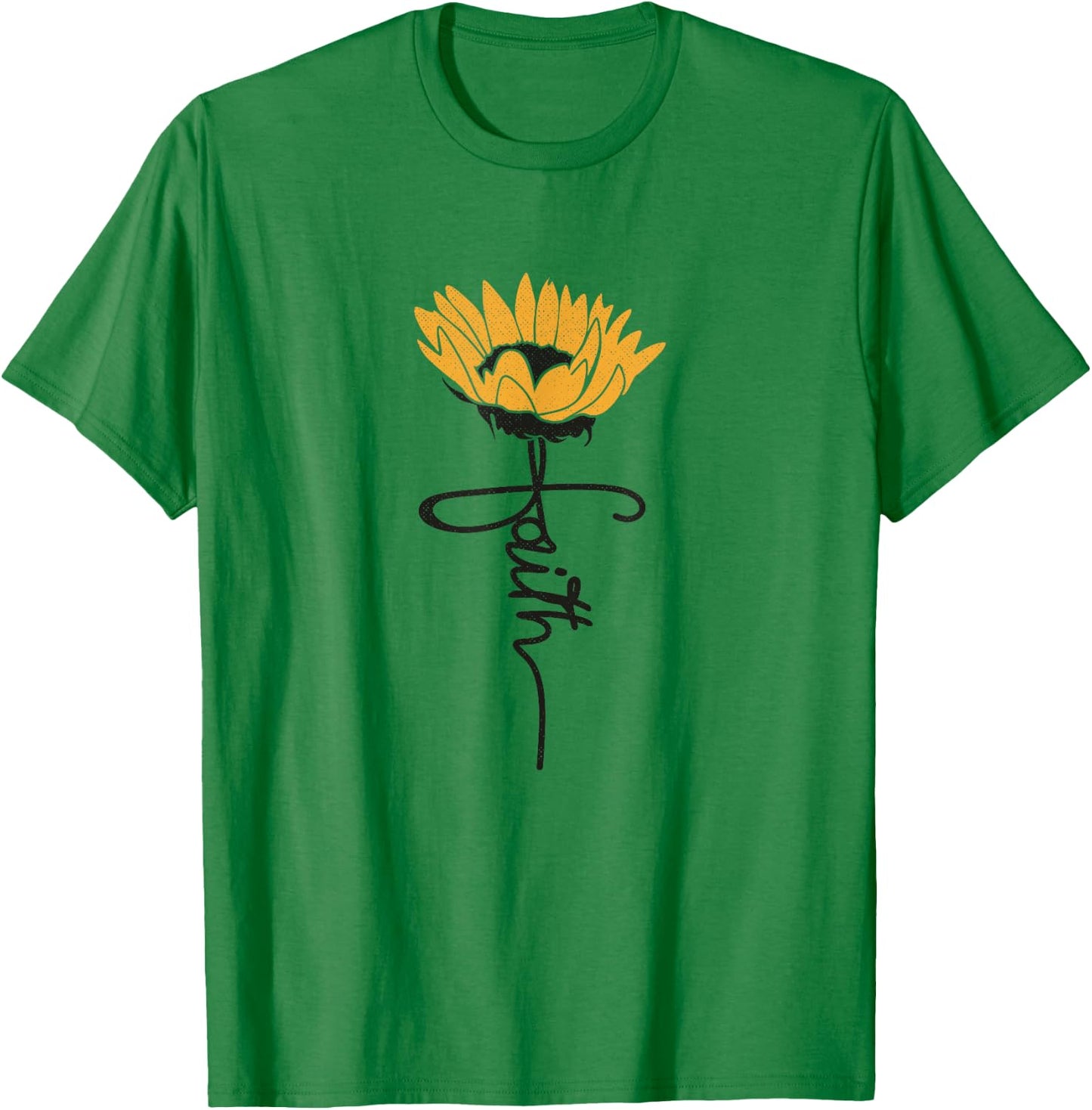 Faith Sunflower Cute Religious Christian T-Shirt - T-Shirt | Irish Green