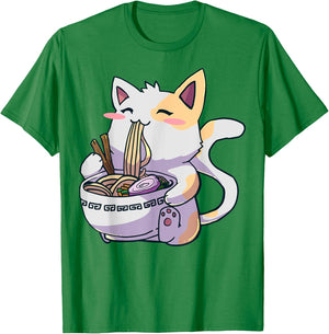 Ramen Cat Kawaii Anime Japanese Gift T-Shirt - T-Shirt | Irish Green