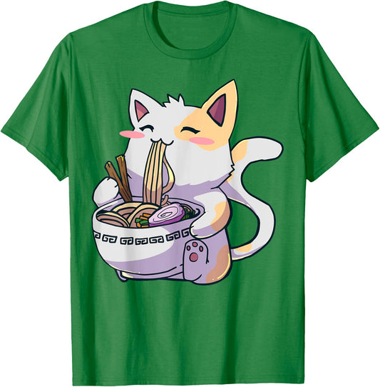Ramen Cat Kawaii Anime Japanese Gift T-Shirt - T-Shirt | Irish Green