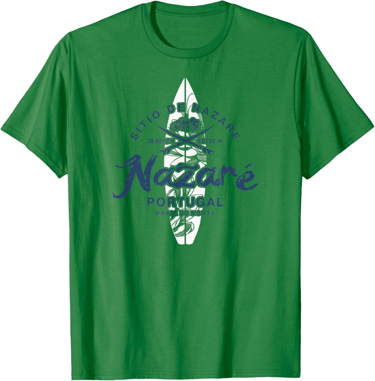Nazare Portugal Praia do Norte Surfing Vintage T-Shirt - T-Shirt | Irish Green