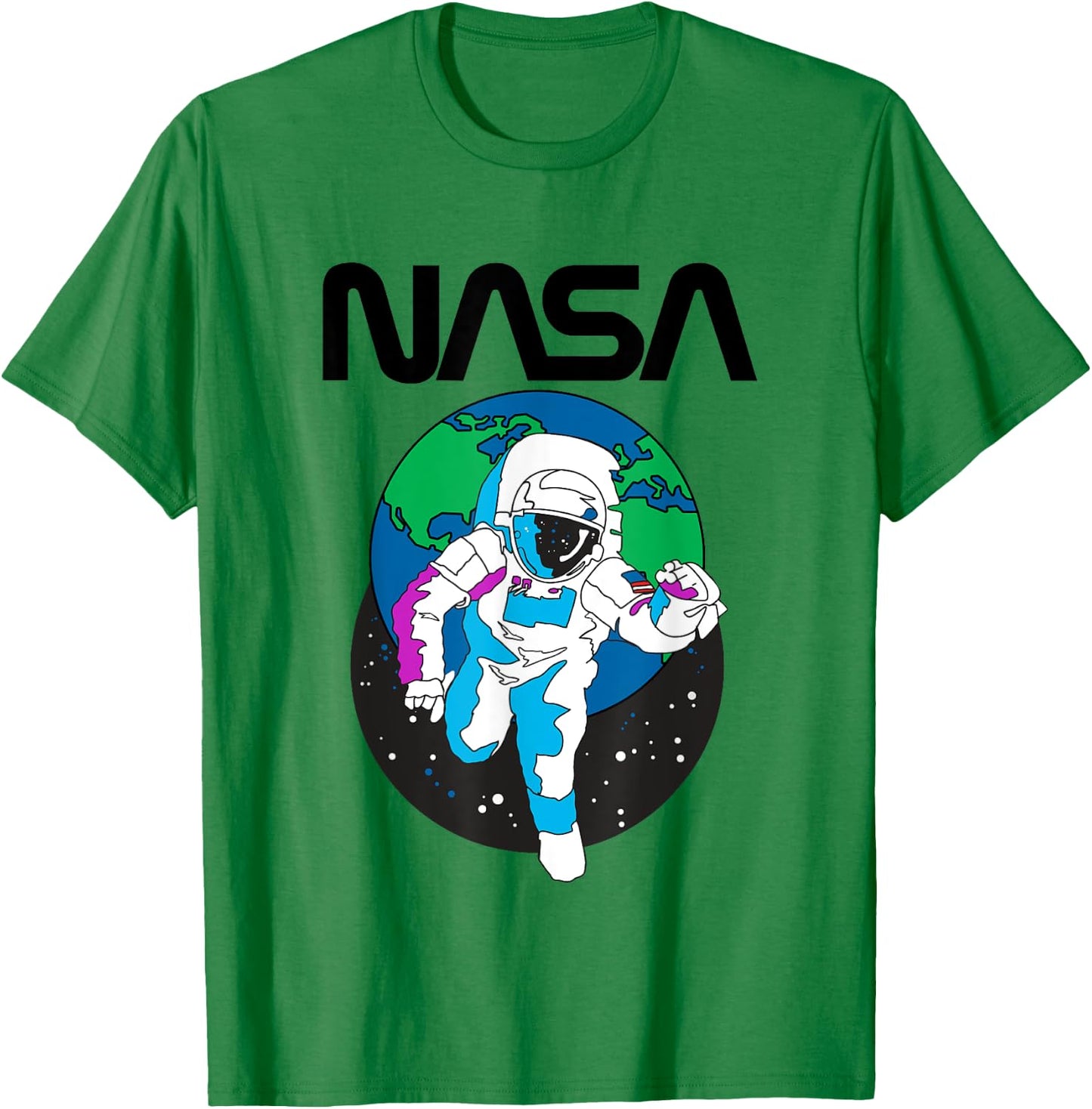 NASA Iconic Astronaut Over Earth Distressed Big Chest Logo T-Shirt - T-Shirt | Irish Green