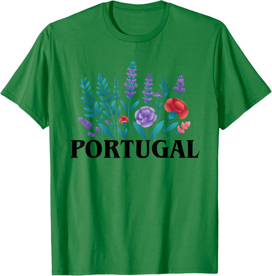Flowers of Portugal - Vintage Style Minimalist Boho T-Shirt - T-Shirt | Irish Green