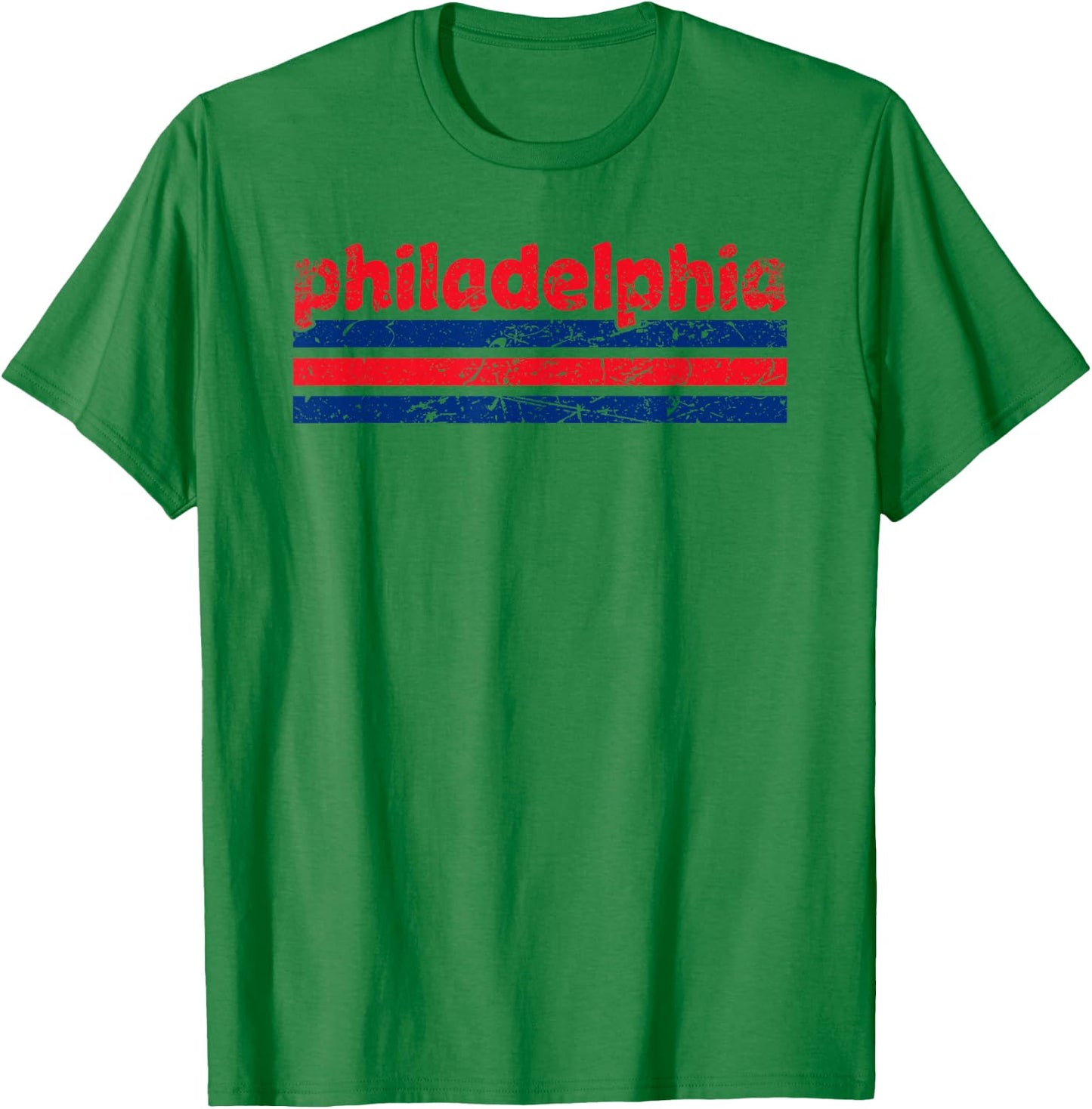 Philadelphia Pennsylvania Three Stripe Vintage Weathered T-Shirt - T-Shirt | Irish Green