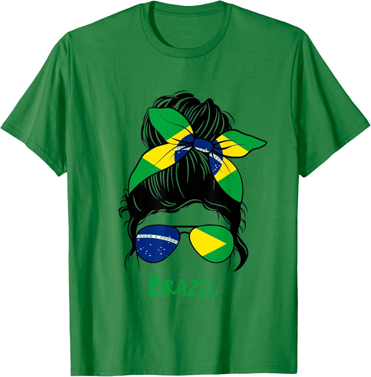 Brazil Pride Woman Bandana Brazil Flag Sunglasses Look T-Shirt - T-Shirt | Irish Green