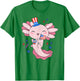American Axolotl 4th of July US Flag Patriotic Axolotl USA Women Kids Men T-Shirt - T-Shirt | Irish Green
