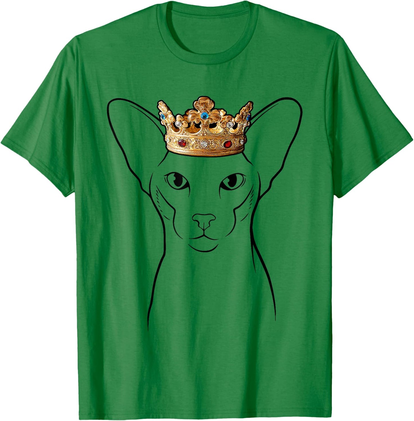 Oriental Cat Wearing Crown T-Shirt - T-Shirt | Irish Green