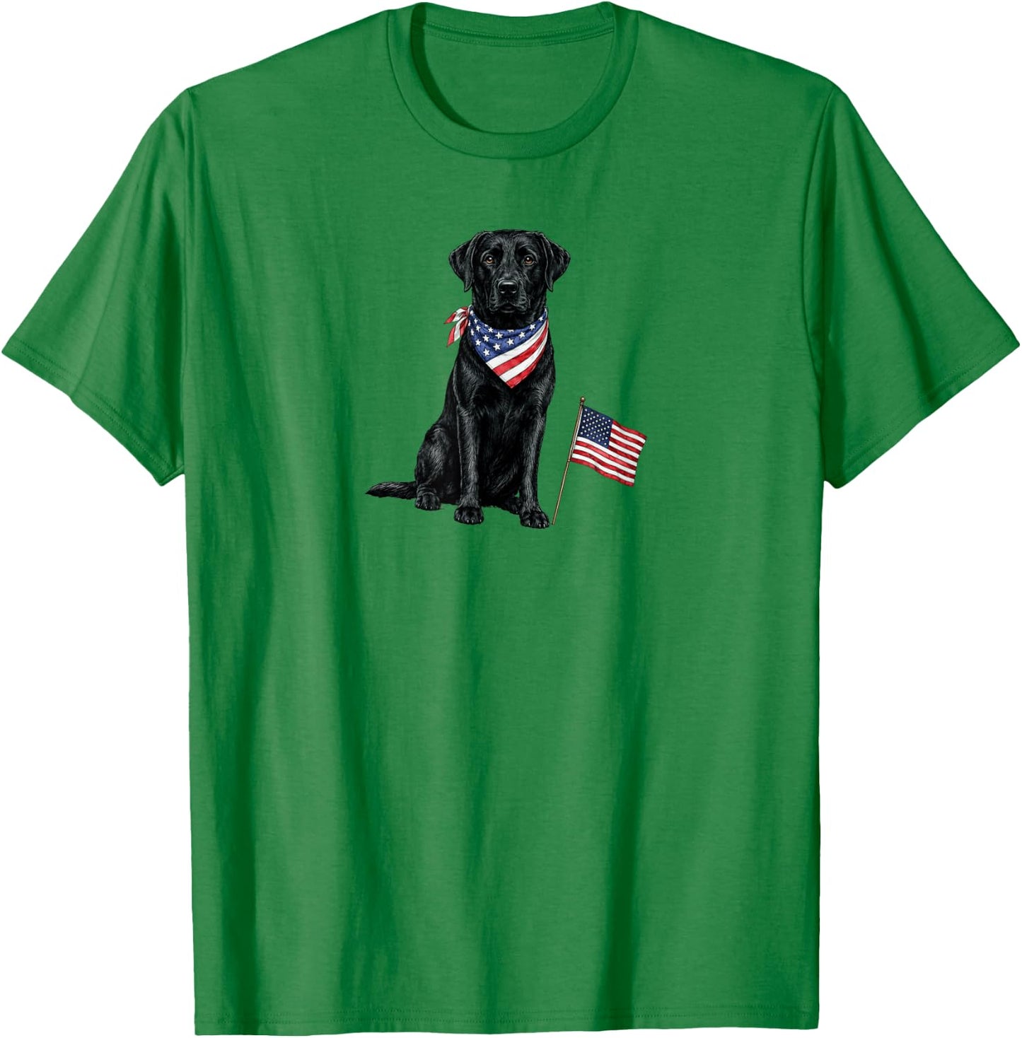 Black Labrador American Flag 4th of July T-Shirt - T-Shirt | Irish Green