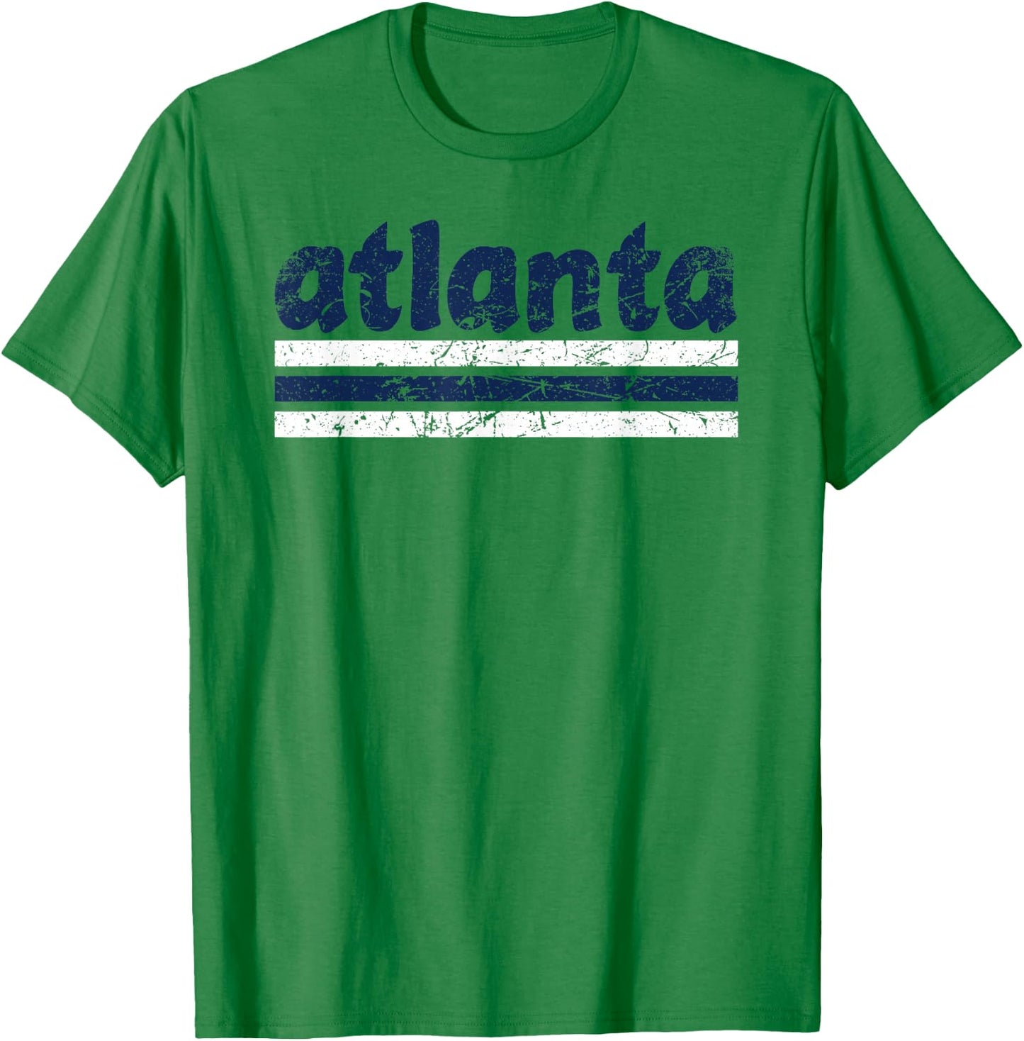 Atlanta Georgia Three Stripe Vintage Weathered T-Shirt - T-Shirt | Irish Green