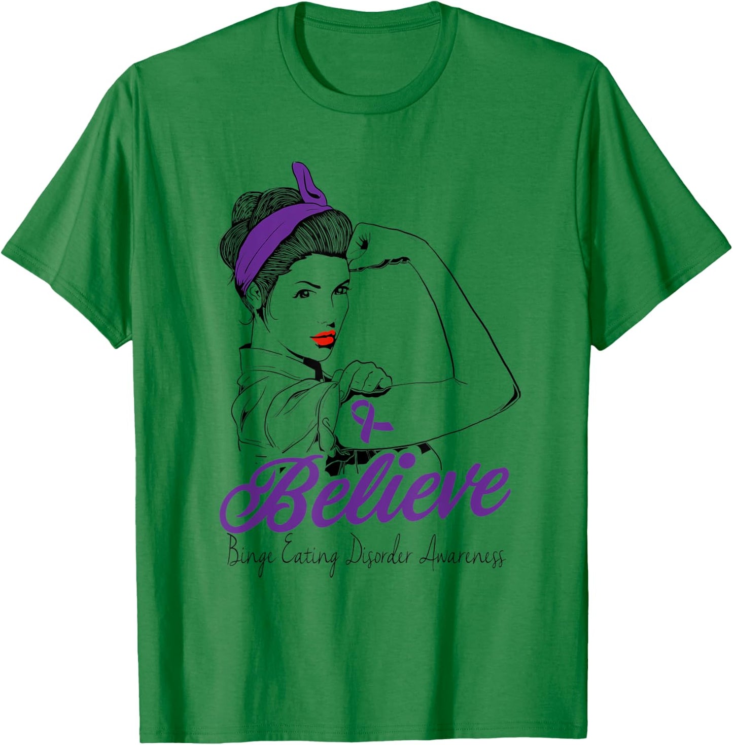Binge Eating Disorder Warrior Unbreakable Purple Ribbon T-Shirt - T-Shirt | Irish Green